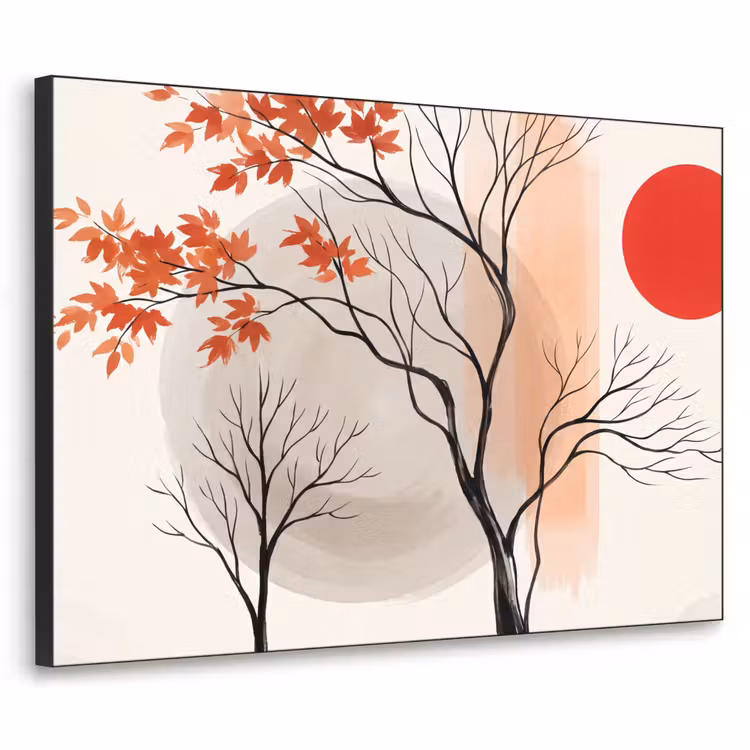 Art Frame - Tree - Red - Abstract - Boom - Rood - Abstract Textielframe zwart klein