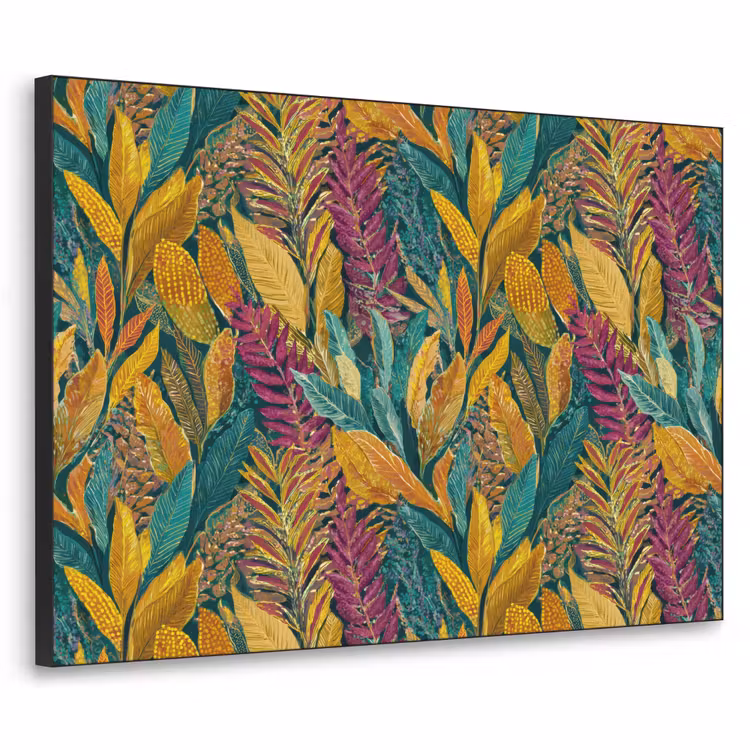 Tropische - Botanisch - Patroon - Kleurrijk - Exotisch Textielframe zwart klein 947 -3d