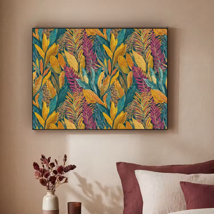 Tropische - Botanisch - Patroon - Kleurrijk - Exotisch Textielframe zwart klein 947 -sfeer1