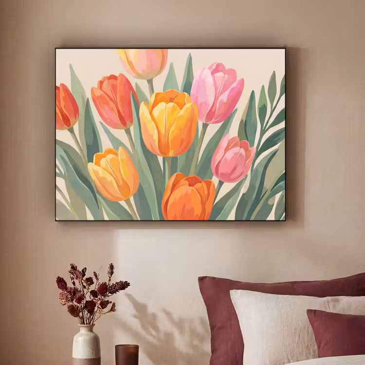 Tulpen - Abstract - Kleurrijk Textielframe zwart klein -sfeer1