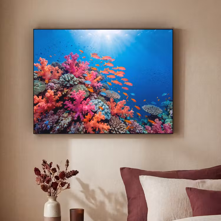 Onderwater - Koraalrif - Vissen - Oceaan - Natuur Textielframe zwart klein -sfeer1