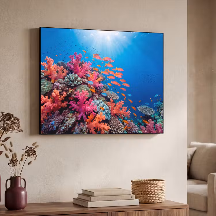 Onderwater - Koraalrif - Vissen - Oceaan - Natuur Textielframe zwart klein -sfeer3