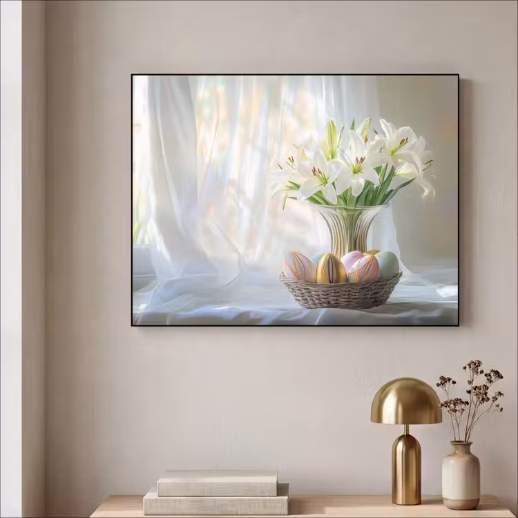 Vaas - Eieren - Bloemen Textielframe - compleet frame klein -sfeer2