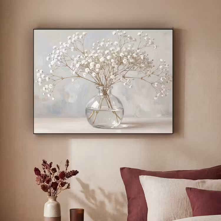 Vaas - Gipskruid - Wit Textielframe zwart klein -sfeer1