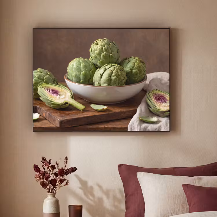 Art Frame - Vegetables - Artichoke - Kitchen - Groenten - Artisjok - Keuken Textielframe zwart klein