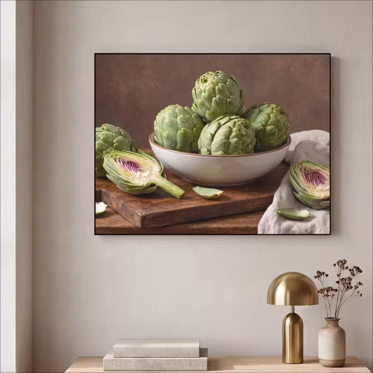 Art Frame - Vegetables - Artichoke - Kitchen - Groenten - Artisjok - Keuken Textielframe zwart klein