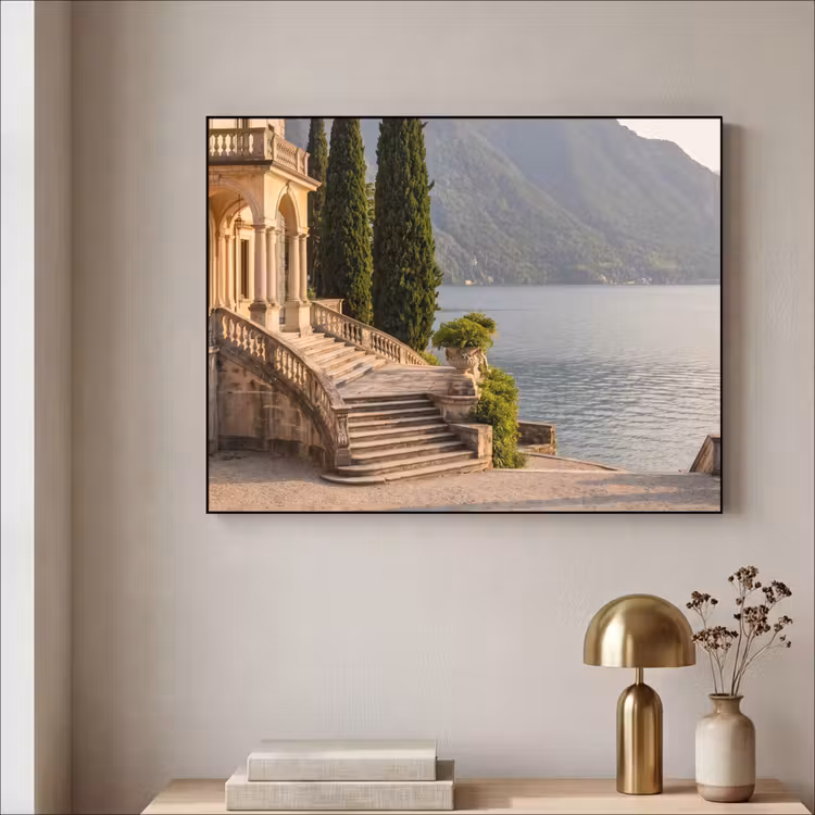 Art Frame - Villa - Water - Stairs - Villa - water -trappen Textielframe zwart klein