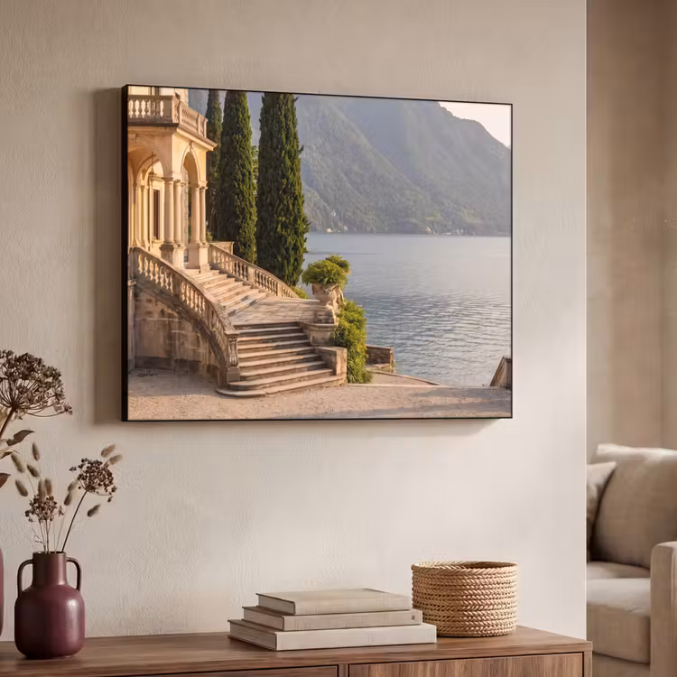 Art Frame - Villa - Water - Stairs - Villa - water -trappen Textielframe zwart klein