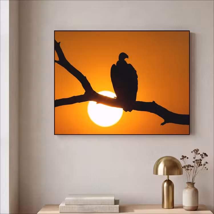 Gier - Tak - Zon - Oranje Textielframe zwart klein -sfeer2