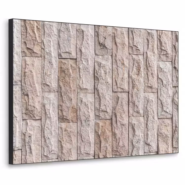 Muur - Steen - Ruw - Beige - Textuur Textielframe zwart klein -3d