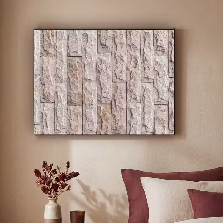 Muur - Steen - Ruw - Beige - Textuur Textielframe zwart klein -sfeer1
