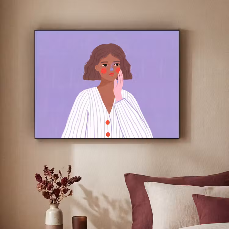 Vrouw - Gezicht - Mensen - Abstract - Kleurrijk Textielframe zwart klein -sfeer1