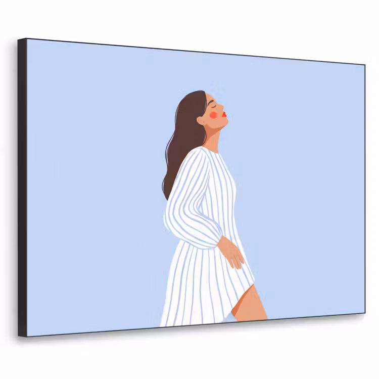 Vrouw - Profiel - Rust - Modern - Illustratie Textielframe zwart klein -3d