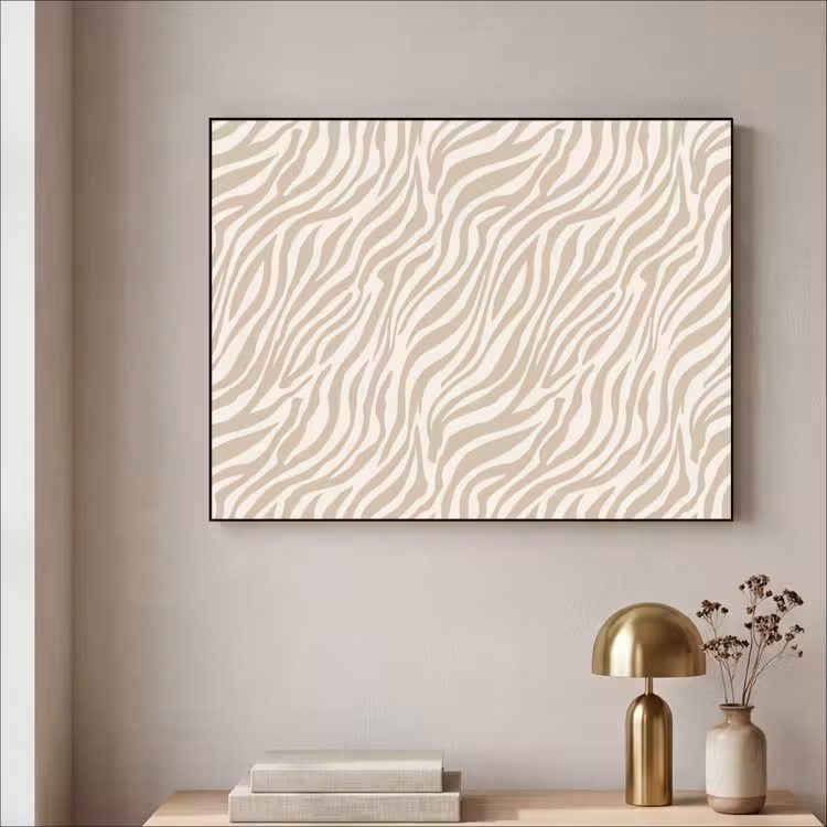 Zebra - Patroon - Beige Textielframe zwart klein 947 -sfeer2