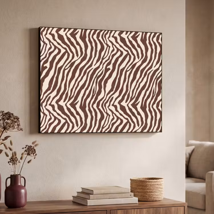 Zebra - Patroon - Zwart - Wit Textielframe zwart klein 947 -sfeer3