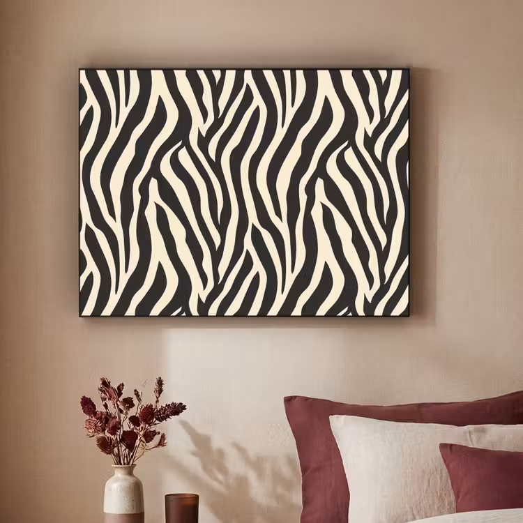 Zebra - Print - Klassiek - Zwart Textielframe zwart klein 947 -sfeer1