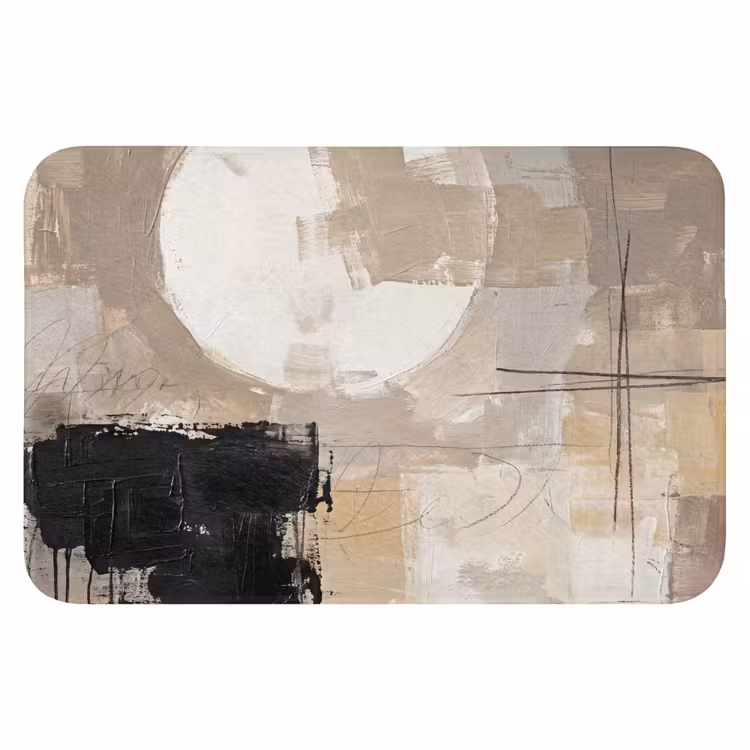 Abstract - Cirkel - Modern - Beige - Zwart - Minimalistisch Badmat klein -3d