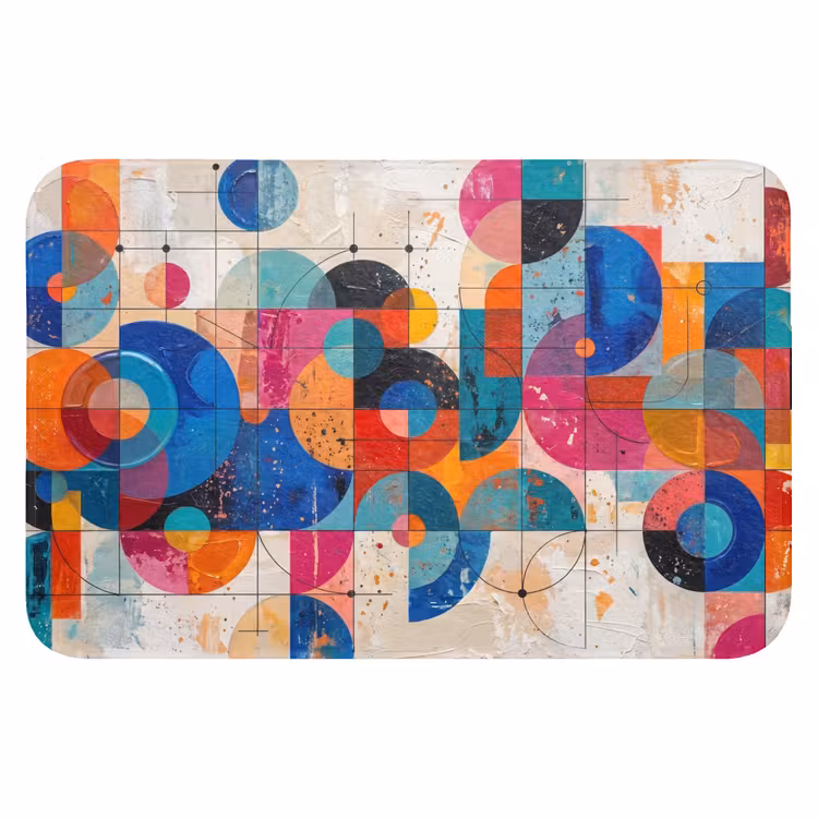Kunst - Geometrisch - Abstract - Kleurrijk Badmat klein -3d
