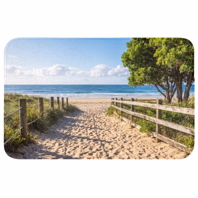 Strand - Zandpad - Oceaan - Natuur Badmat klein -3d