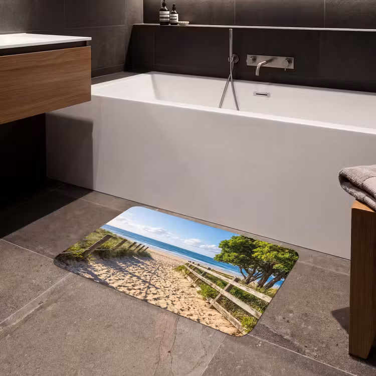 Strand - Zandpad - Oceaan - Natuur Badmat klein -sfeer3
