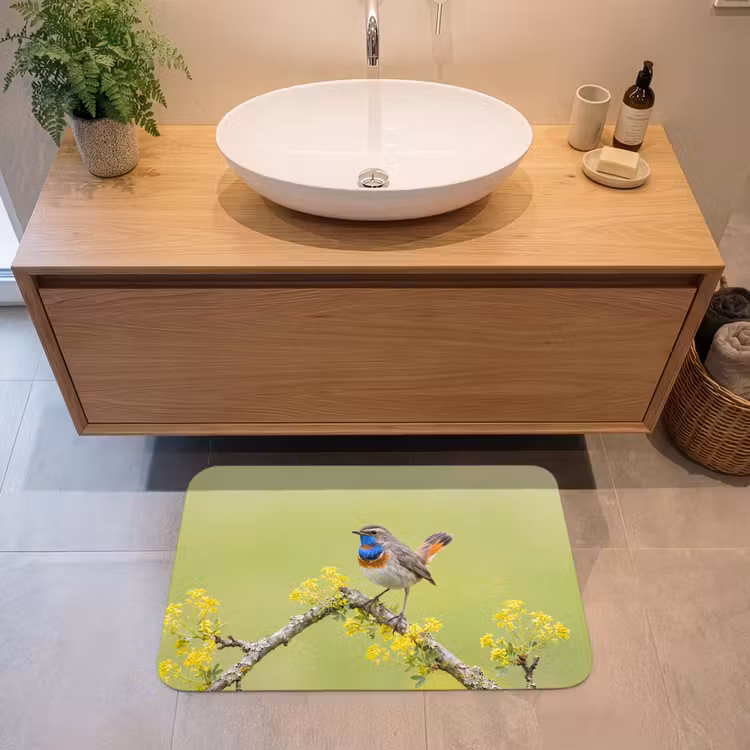 Vogel - Tak - Natuur - Kleurrijk Badmat middel -sfeer1