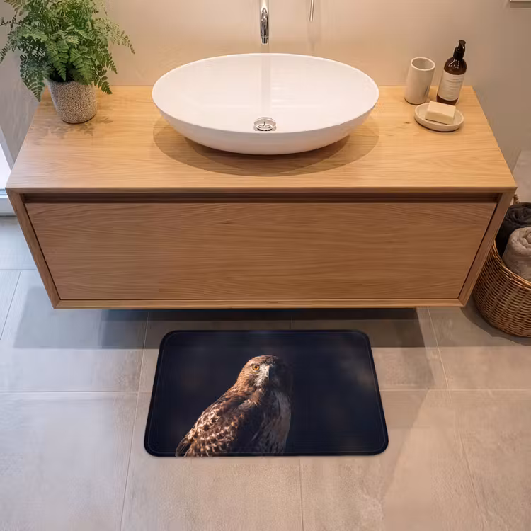 Roofvogel - Buizerd - Bruin Badmat klein -sfeer1