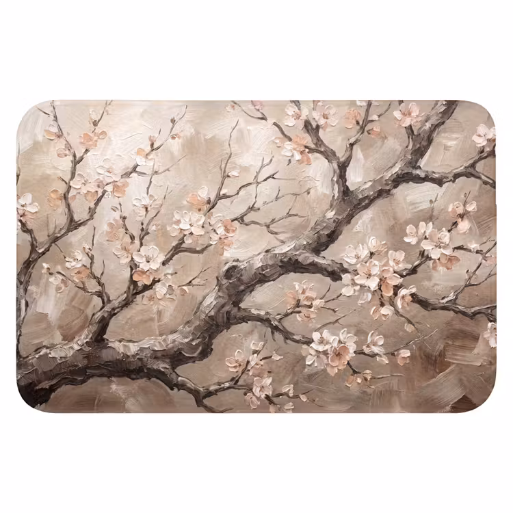 Bloesem - Takken - Schilderij - Beige - Serene Badmat klein -3d