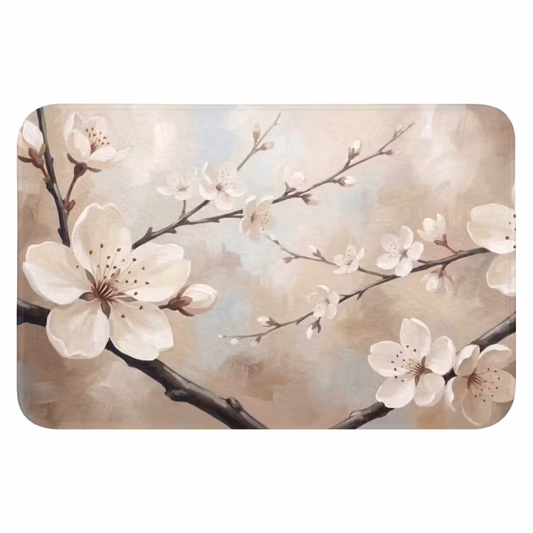 Bloesem - Takken - Schilderij - Beige - Serene Badmat klein -3d
