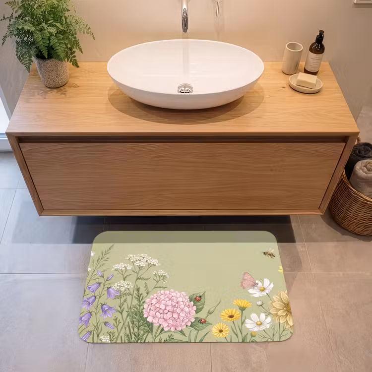 Botanisch - Bloemen - Kleurrijk Badmat middel -sfeer1