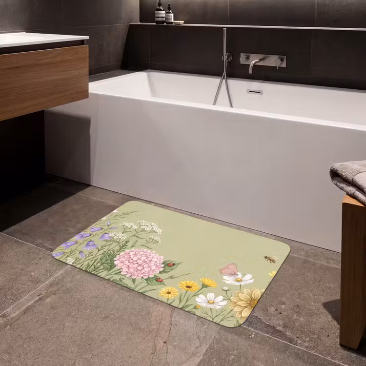 Botanisch - Bloemen - Kleurrijk Badmat middel -sfeer3