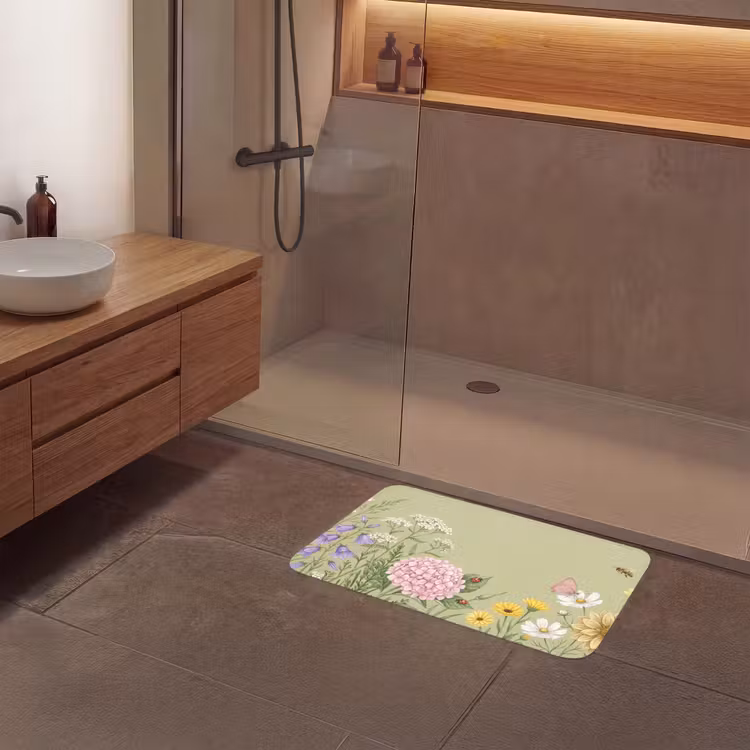 Botanisch - Bloemen - Kleurrijk Badmat middel -sfeer2