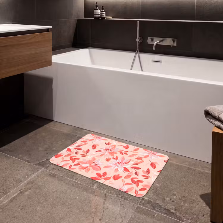 Botanisch - Bloemen - Rood Badmat klein 997 -sfeer3
