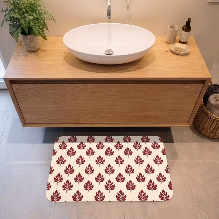 Botanisch - Patroon - Bordeaux Badmat middel 997 -sfeer1