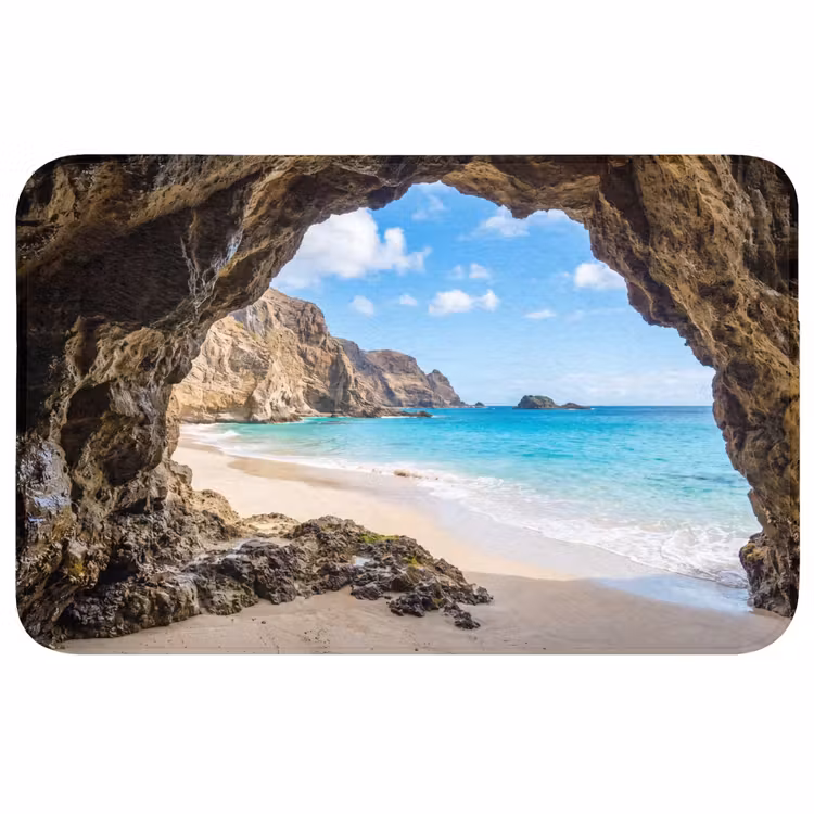 Grot - Strand - Zee - Blauw Badmat middel -3d
