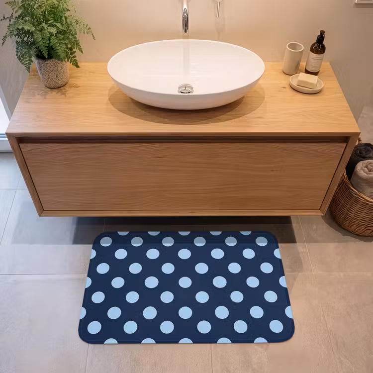 Klassiek - Dots - Blauw Badmat middel 997 -sfeer1