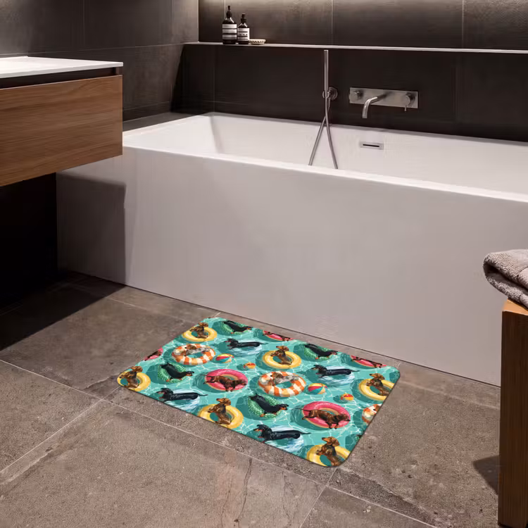 Teckels - Zwembad - Kleurrijk Badmat klein 997 -sfeer3