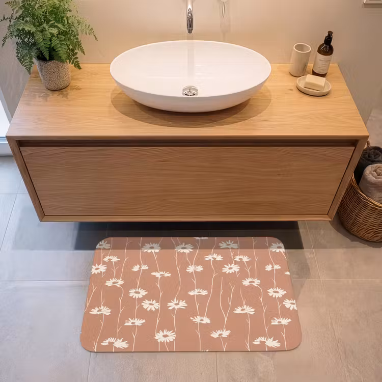 Madeliefjes - Subtiel - Terracotta Badmat klein 997 -sfeer1