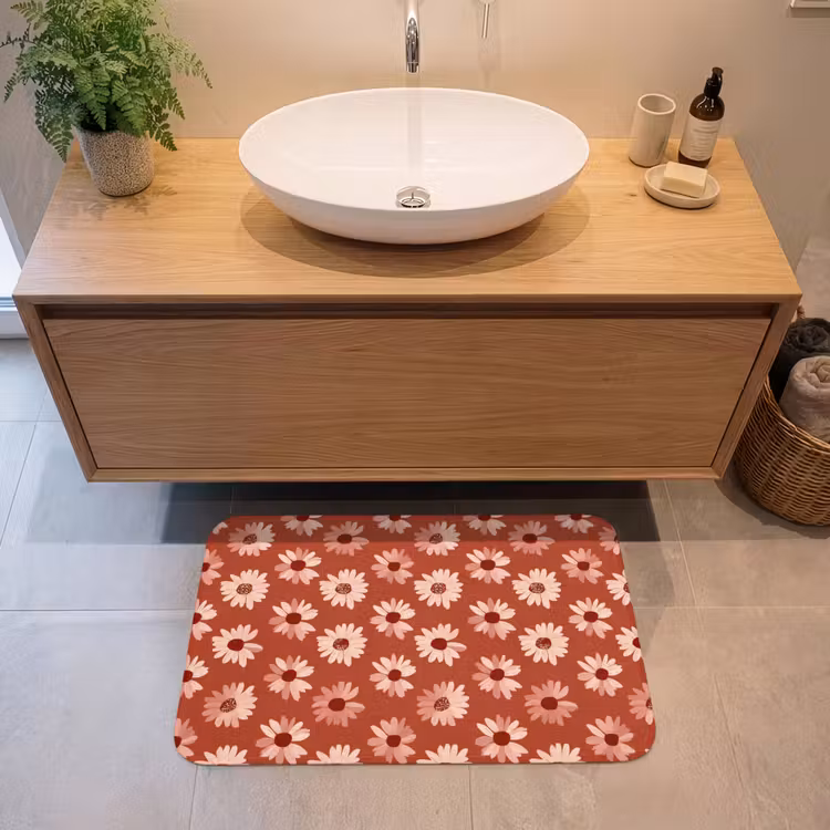 Madelief - Retro - Terracotta Badmat middel 997 -sfeer1