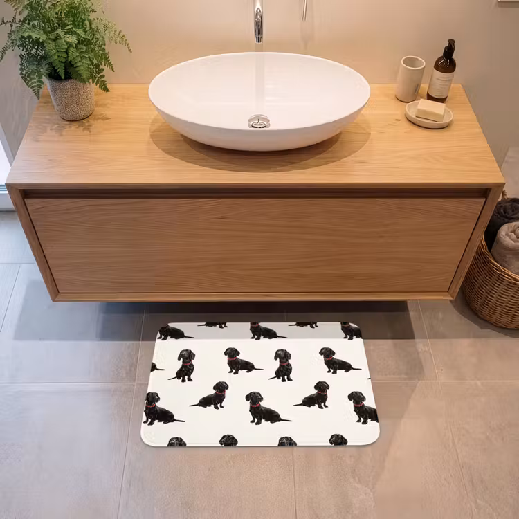 Hond - Patroon - Zwart Badmat klein 997 -sfeer1
