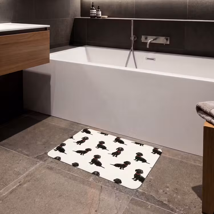 Hond - Patroon - Zwart Badmat klein 997 -sfeer3