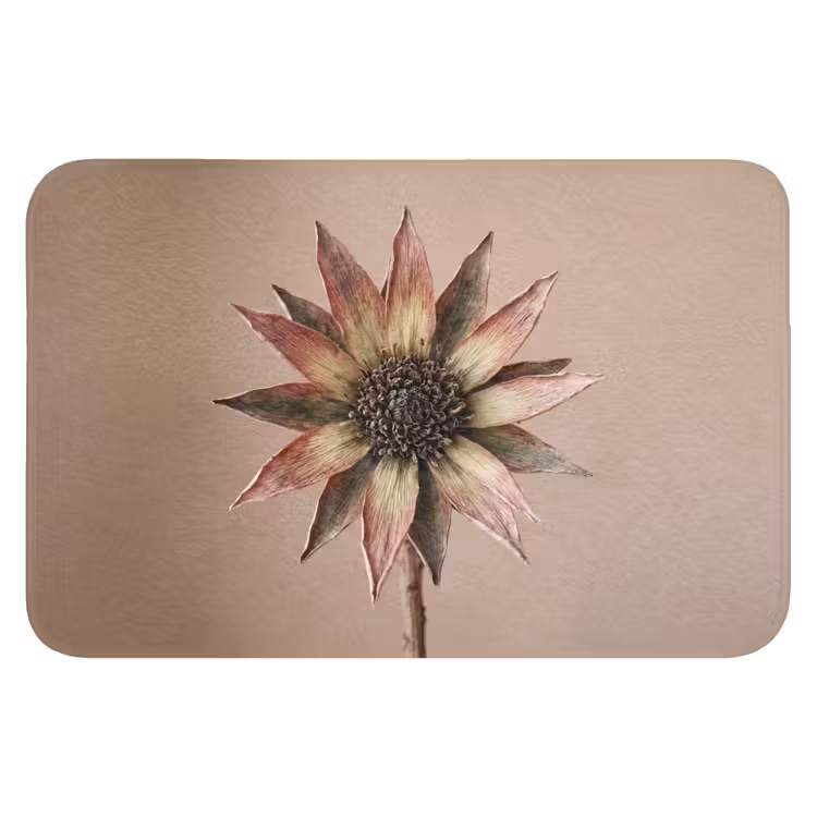 Droogbloem - Protea - Vintage - Beige - Rustiek Badmat klein -3d