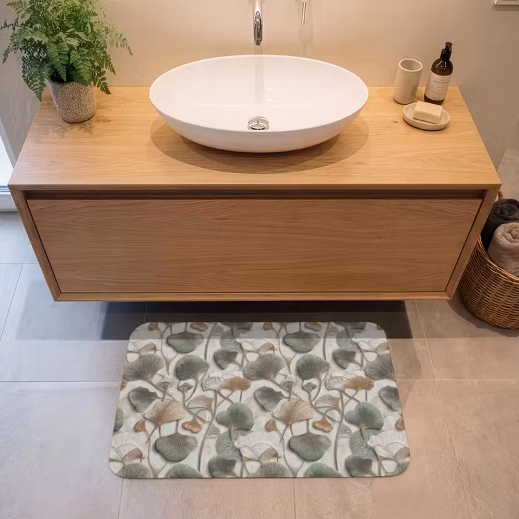 Elegant - Bladeren - Groen Badmat middel 997 -sfeer1