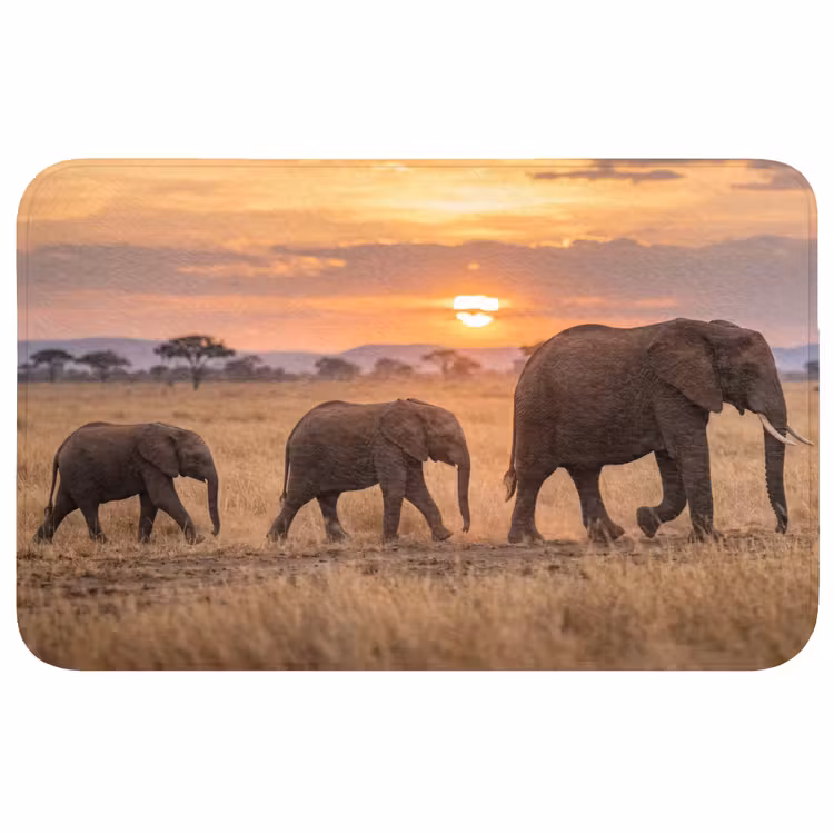 Olifanten - Savanne - Zonsondergang - Afrika - Warm Badmat middel -3d