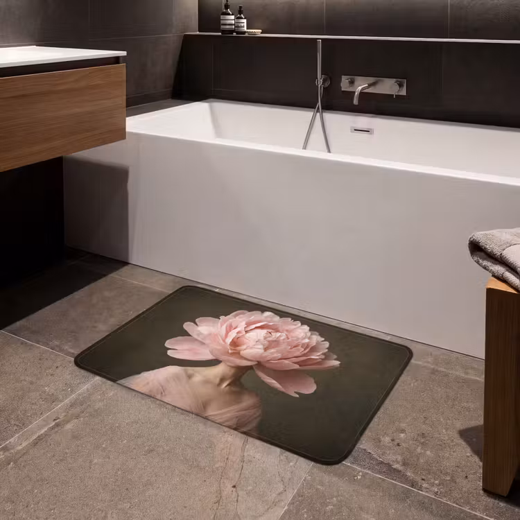 Gezicht - Roos - Roze Badmat klein -sfeer3