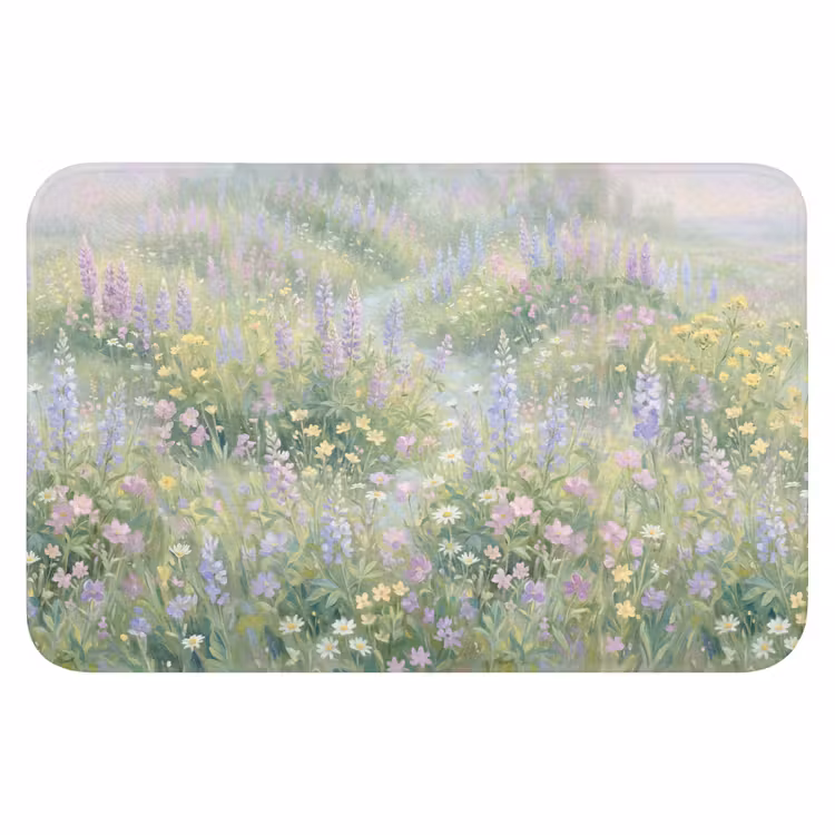 Bloemenveld - Heuvels - Kleurrijk Badmat klein -3d