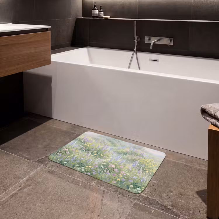 Bloemenveld - Heuvels - Kleurrijk Badmat klein -sfeer3