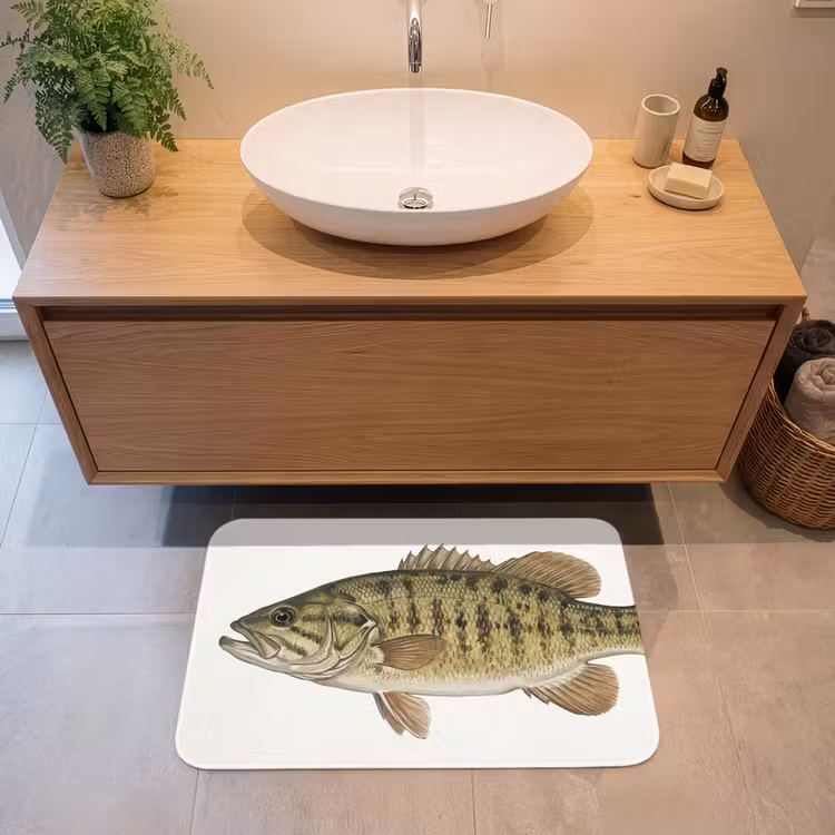 Vissen - Natuur - Vintage Badmat middel -sfeer1
