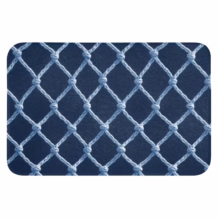 Visnet - Touw - Patroon - Marineblauw Badmat klein 997 -3d