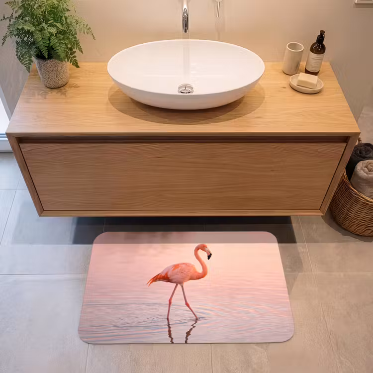 Flamingo - Water - Roze Badmat middel -sfeer1