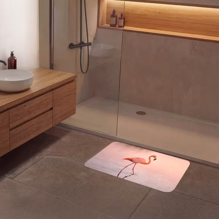 Flamingo - Water - Roze Badmat middel -sfeer2